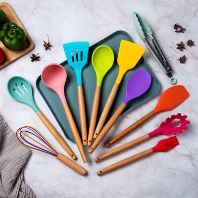 Silicone Kitchenware 11-piece Set Wooden Handle Non-stick