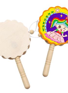 Wooden whte embryo rattle kndergarten chldren handmade