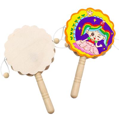 Wooden whte embryo rattle kndergarten chldren handmade