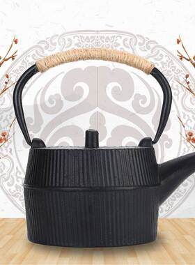 Creative barrel type vertical grain cast iron pot teapot
