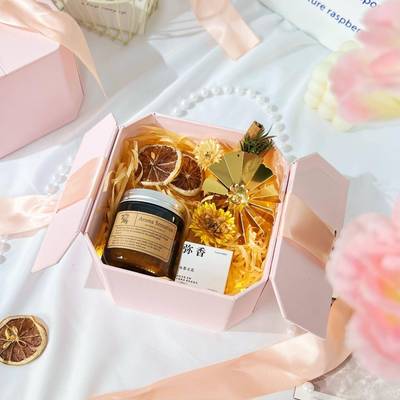 Creative Aromatherapy Candle Pink Bow Gift Box suit Design