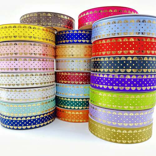 2.5cm wide lace polka dot hot fix gilding ribbon bow