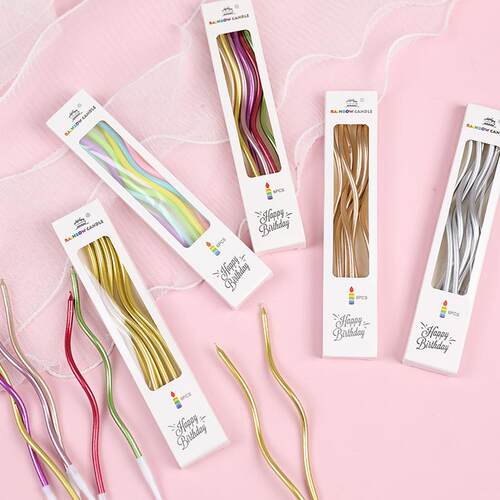 Electroplated Color Vintage Curved Candle Plug-in Birthday