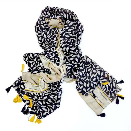 Polyester Satin Tassel Woven Women's Scarf Flower Stripe