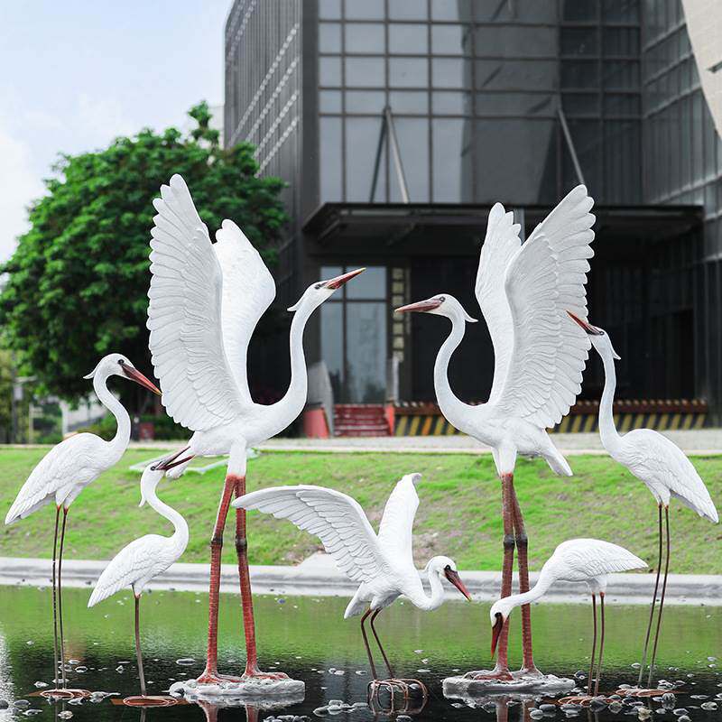 Fiberglass simulation egret modeling sculpture decoration