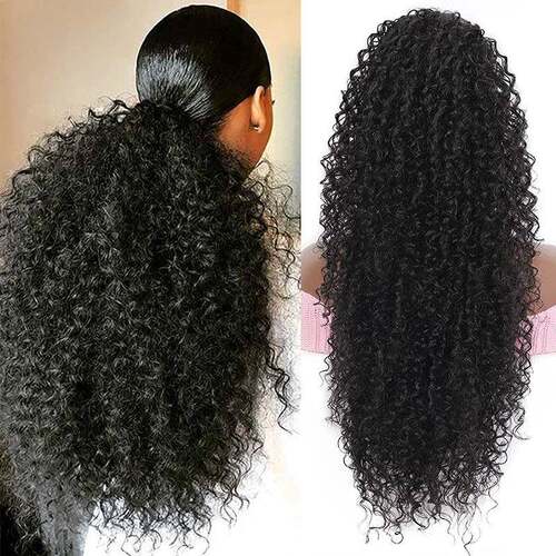 African horsetail wig small roll drawstring horsetail long