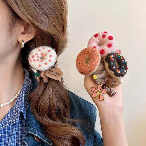 South Korea cute wool telephone line hair ring head rope