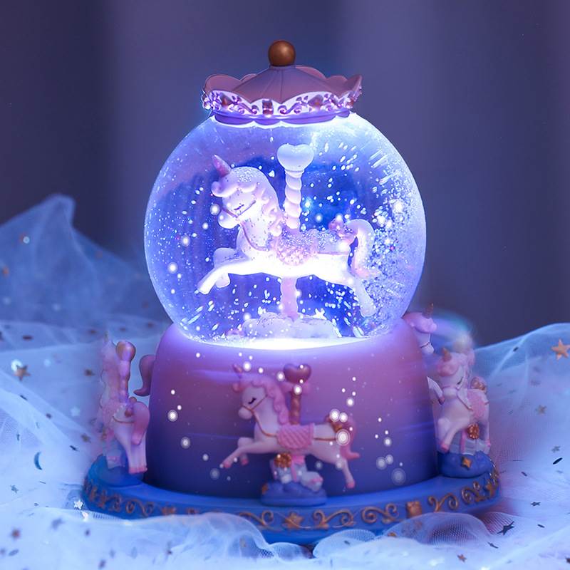 Carousel music box crystal ball music box glass resin home