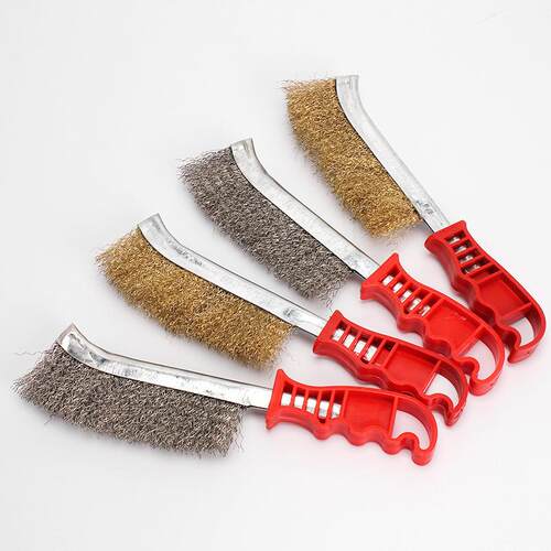 Dropshipping Red Plastic Handle Knife Brush Steel Wire