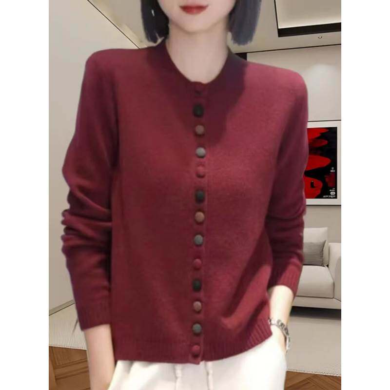 24 Design Sense Color Button Knitted Sweater Women's Chic