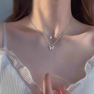 Authentic Valentine's Day Gift Double-layer Bow Necklace