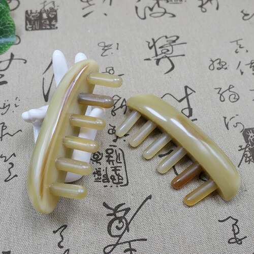 Cattle horn six-tooth massage comb head Meridian comb