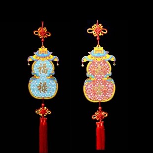 2026新款木质新古风福禄中国结挂饰入户大门新年客厅卧室墙面挂件