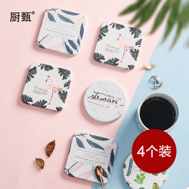 硅藻泥杯垫创意茶杯垫日式圆形大理石杯子垫硅藻土垫吸水玻璃杯垫在类目 餐饮具, 杯子/水杯/水壶, 杯垫中 - 来自Buy2taobao.com提供专业的淘宝代购服务