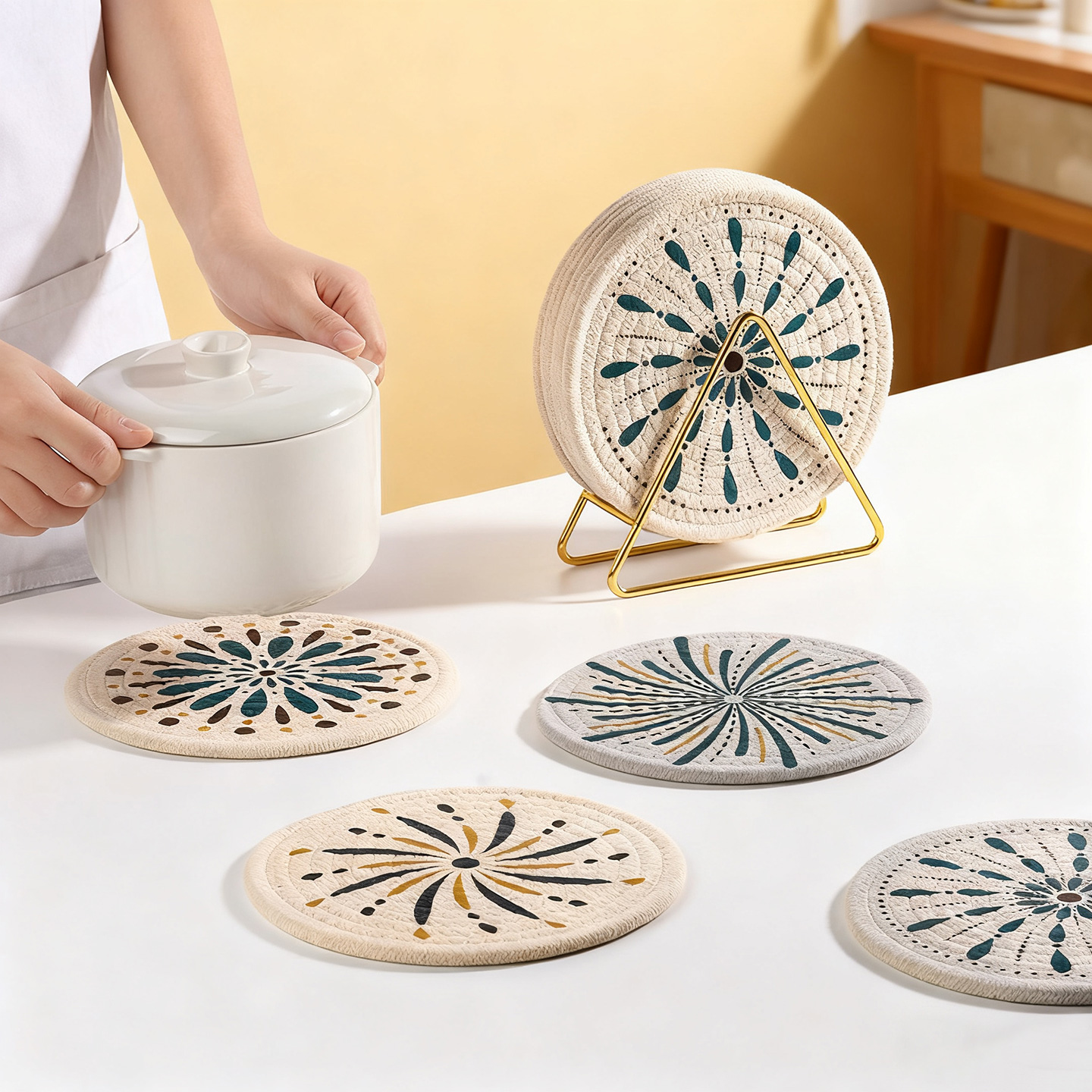 日式餐垫加厚编织隔热垫防滑餐桌垫耐高温锅垫防热杯垫碗垫盘子垫