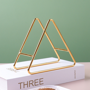 三角架金色铁艺架餐垫隔热垫收纳架杯垫碗垫盘垫锅垫吐骨碟摆放架