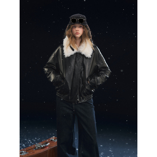 SOMESOWE 可拆卸毛领软皮羽绒服