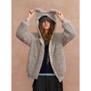 SOMESOWE 暖羊羔两面穿连帽外套