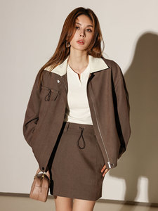 【秋冬新品】SOMESOWE 美式复古拼色夹克/美式复古抽绳工装半身裙