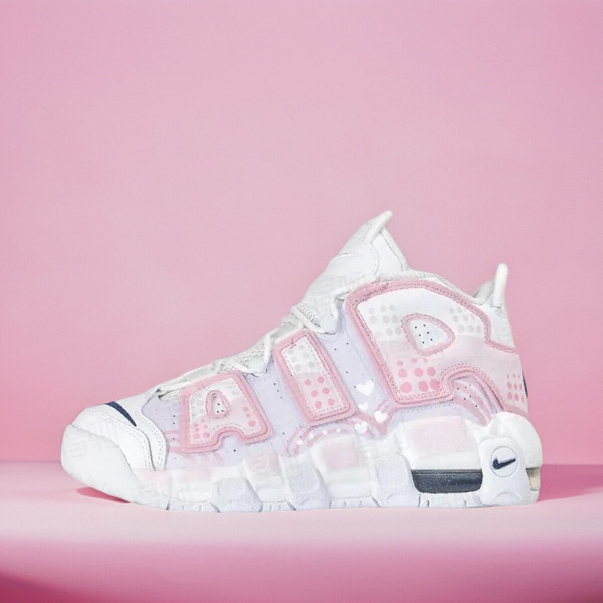 【球鞋定制】Nike耐克女鞋AIR MORE UPTEMPO 纯白恋人 气垫运动鞋