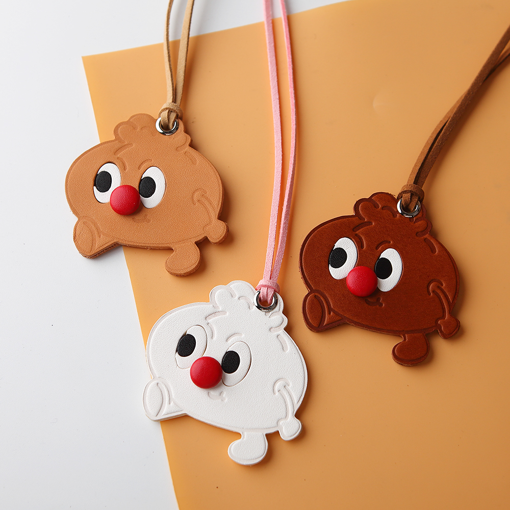 头层牛皮可爱小包子包挂件适合龙骧包挂件钥匙扣挂饰车内挂饰