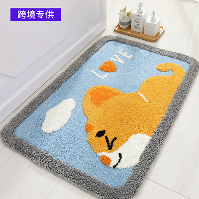 Bathroom cartoon plush floor mat with absorbent foot pad脚垫