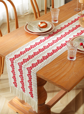 Embroidered cotton leprosy table flag tassel long tablecloth