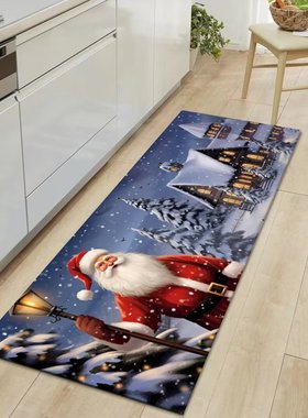 Christmas Kitchen Floor Mat with Crystal Velvet Absorbent