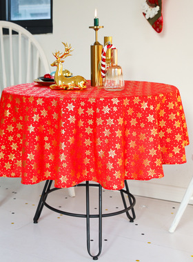 Christmas Snowflake Tablecloth Round Dustproof Table Cloth