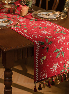 New American retro Christmas table flag light luxury scarf