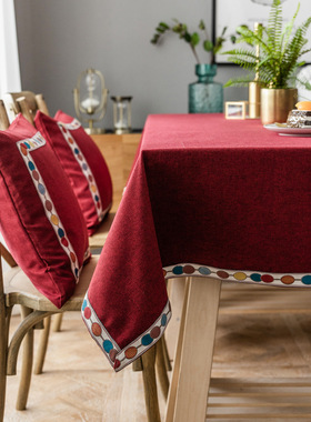 Nordic style imitation cotton and linen Christmas tablecloth