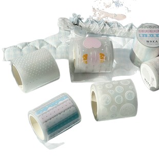 哇卡哇卡拉条贴纸卷PET手帐贴纸切膜泡泡费尔岛极细胶带闪砂膜