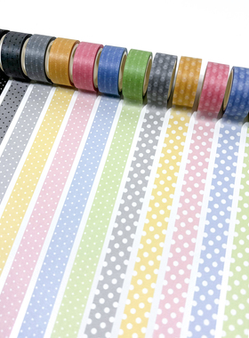 唐印文化手账和纸胶带卷基础款拉条黑波点格子装饰MT素材超透纸