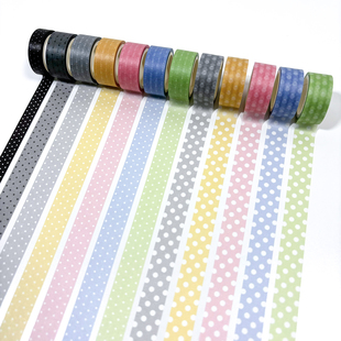 唐印文化手账和纸胶带卷基础款拉条黑波点格子装饰MT素材超透纸