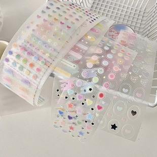 哇卡原创烫金盐系PET贴纸卷实用deco简约主义爱心星星素材韩系