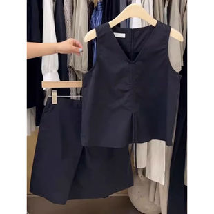 高级感减龄辣妹工装 气质显瘦短裙早春两件套女 抽绳马甲上衣 时尚