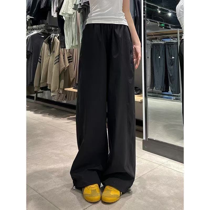 黑色锦纶冰丝速干工装裤子女夏季显瘦宽松防晒休闲百搭运动裤子女