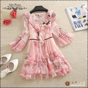 2024 весна Мечтать лиза женщины специальное предложение сладкий печать дамы тонкий два рукава шифон куртка