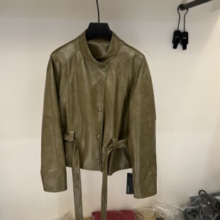 立领PU皮衣外套女系带收腰显瘦蛋白皮夹克潮 复古时尚 2026春季 新款