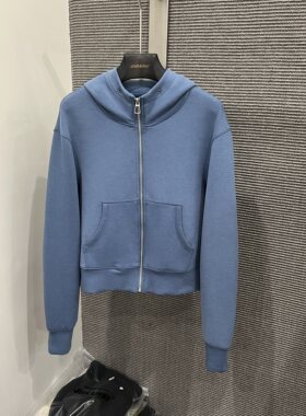 宽松慵懒风双拉链连帽卫衣开衫女