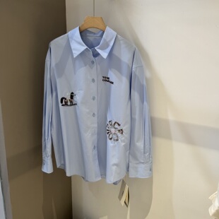 女翻领单排扣叠穿衬衣开衫 2026春季 衬衫 宽松休闲重工刺绣长袖 新款