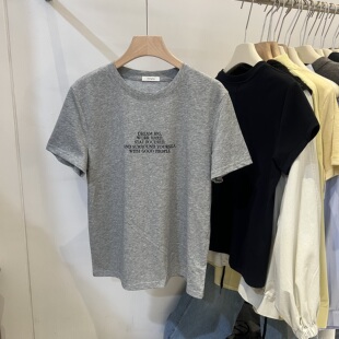 2026夏新款 T恤女百搭显瘦上衣打底衫 韩版 字母印花短袖 时尚 W.T正品