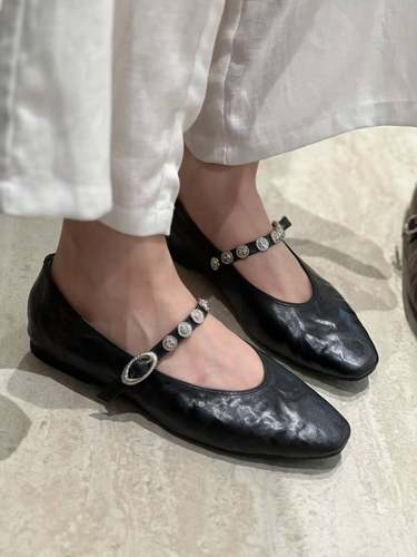 女鞋2025春夏真皮一字带平底鞋浅口鞋芭蕾舞鞋玛丽珍鞋单鞋