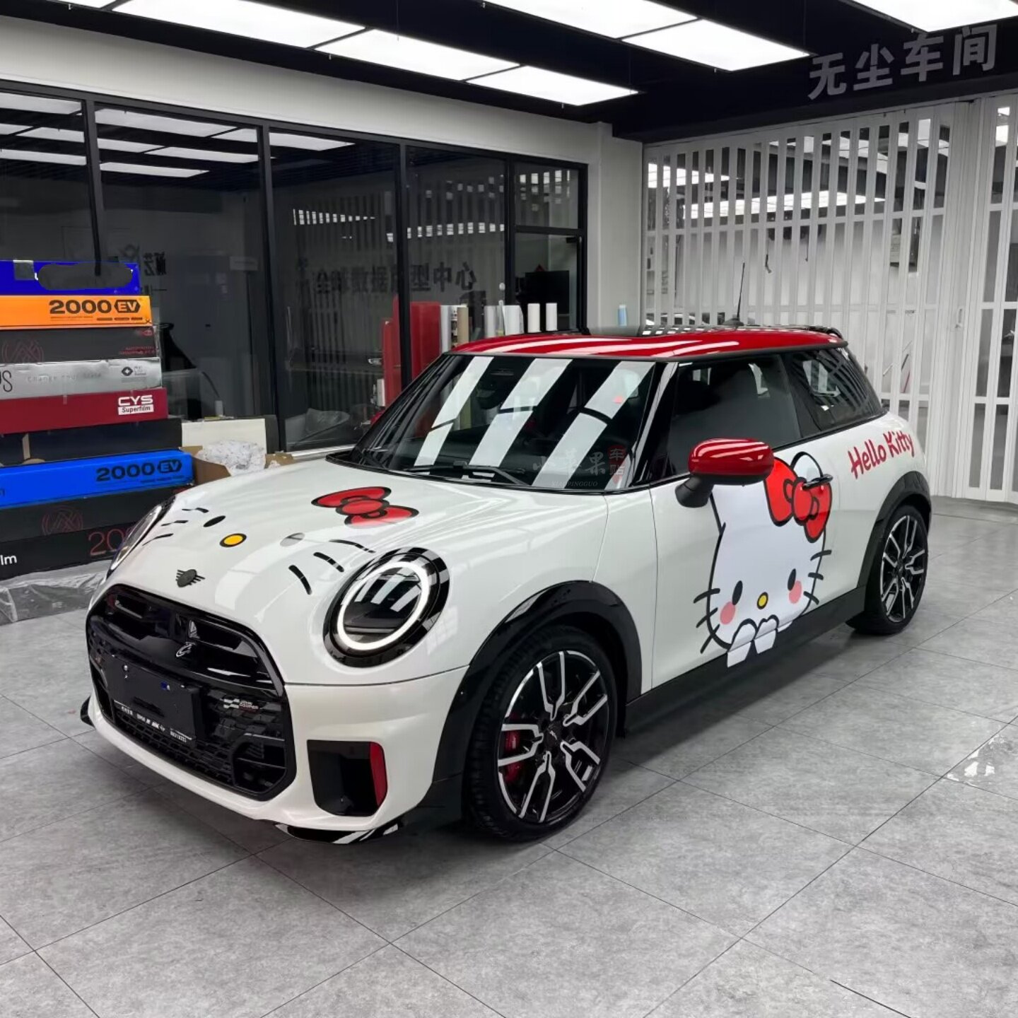 适用宝马MINI COOPER Hello Kitty车身拉花 卡通个性改装饰车贴纸