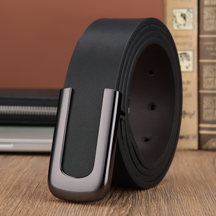 百搭潮男简约真皮牛皮腰带 板扣打孔腰带休闲裤 男士 皮带青年时尚