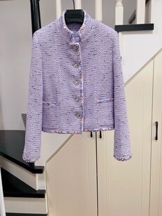 高端定制 2026C早春系列紫色高级手工毛呢外套