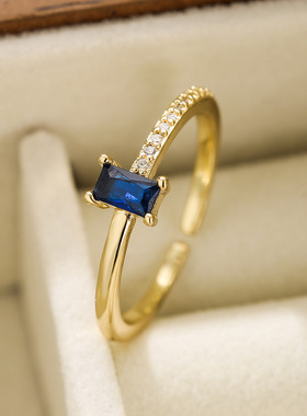 法国cherry kitty 法式时尚优雅锆石几何开口戒指女轻奢气质高级