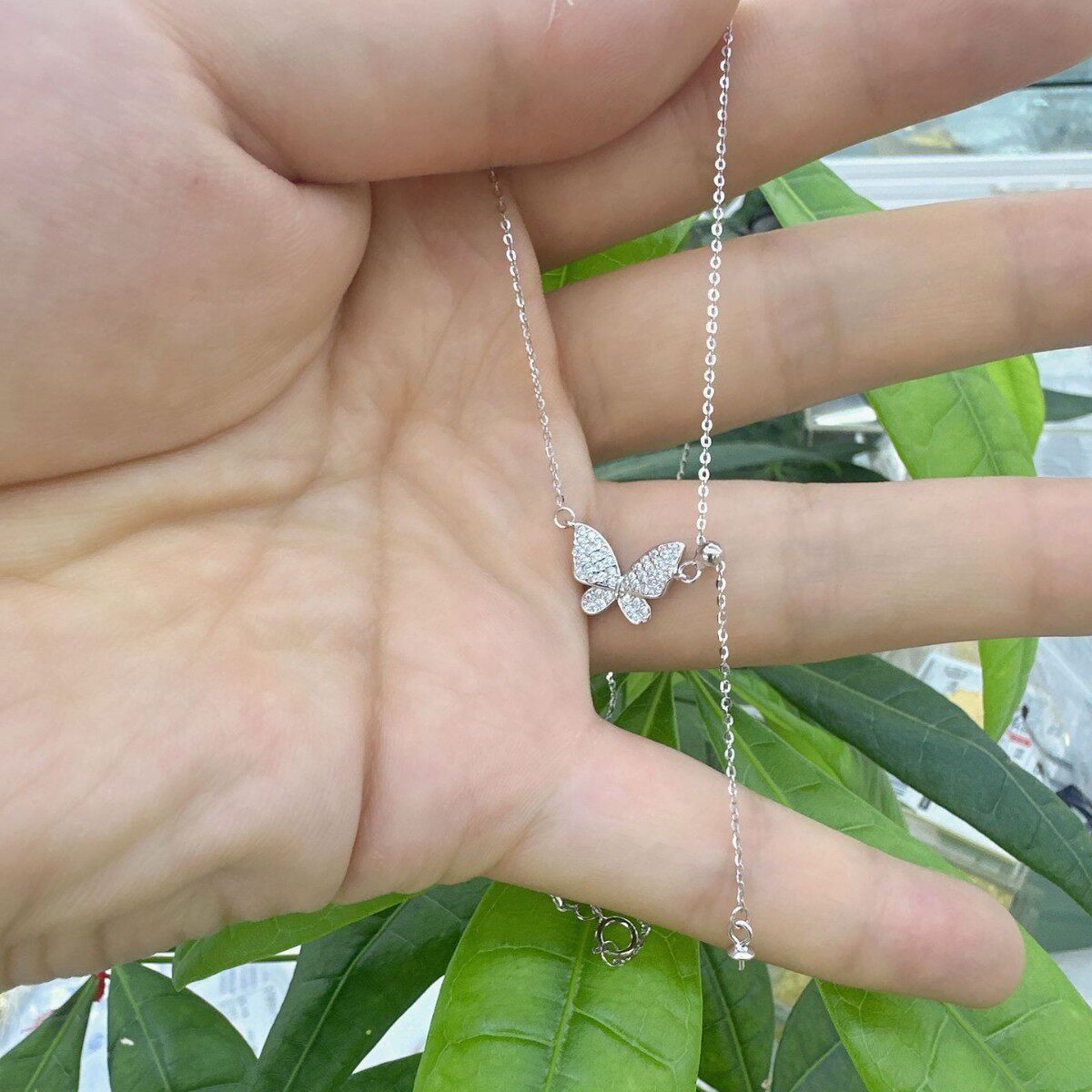 法国cherry kittys925银时尚精致抽拉式蝴蝶项链托女小众设计感