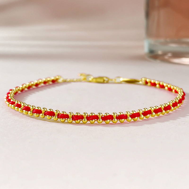 法国cherry kittys925银本命年redline新款法国红绳手链女转运