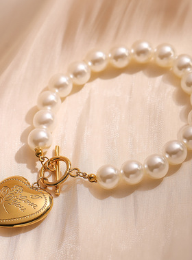 法国cherry kitty 时尚优雅镀18k金爱心吊坠手链女小众高级百搭